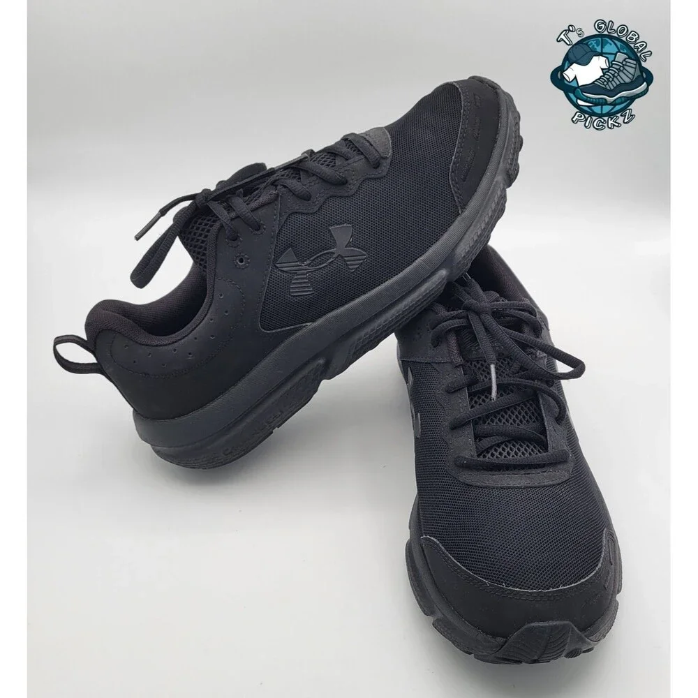 Under Armour Charged Assert 10 Black Lace-Up Running Shoes Mens Size 10.5